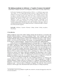 The Linking Morpheme in Afrikaans: a Cognitive Grammar Description*