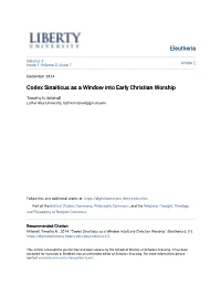 Codex Sinaiticus As a Window Into Early Christian Worship