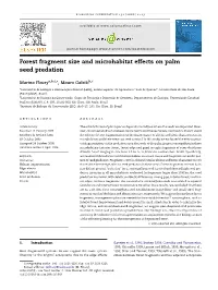 Forest Fragment Size and Microhabitat Effects on Palm Seed Predation