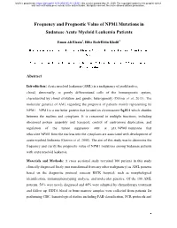 Frequency and Prognostic Value of NPM1 Mutations in Sudanese Acute Myeloid Leukemia Patients