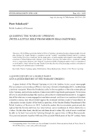 Piotr Sobolczyk* QUEERING the WARSAW UPRISING (WITH A