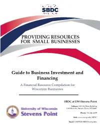 PROVIDING RESOURCES for SMALL BUSINESSES SBDC at UW