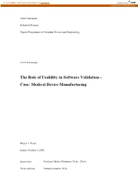 The Role of Usability in Software Validation - Case: Medical Device Manufacturing