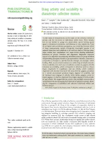 Using Activity and Sociability to Characterize Collective Motion Rstb.Royalsocietypublishing.Org David J