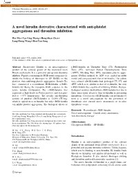 A Novel Hirudin Derivative Characterized with Anti-Platelet Aggregations and Thrombin Inhibition