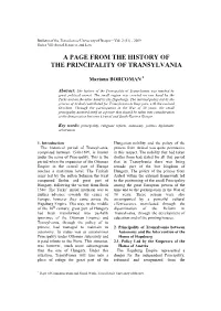A Page from the History of the Principality of Transylvania