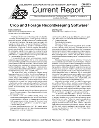 CR-2133 Crop and Forage Recordkeeping Software