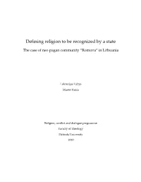 Defining Religion to Be Recognized by a State