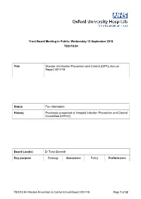 Director of Infection Prevention and Control (DIPC) Annual Report 2017/18