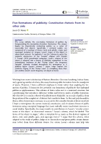 Five Formations of Publicity: Constitutive Rhetoric from Its Other Side