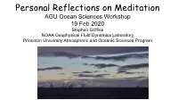 Personal Reflections on Meditation
