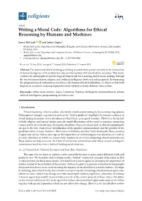 Writing a Moral Code: Algorithms for Ethical Reasoning by Humans and Machines