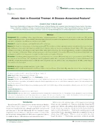 Ataxic Gait in Essential Tremor: a Disease-Associated Feature?