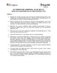 El Puerto De Liverpool, S.A.B. De C.V. Results of Operations for the Third Quarter of 2017