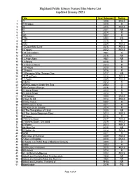 Highland Public Library Feature Film Master List (Updated January 2021)