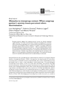 Obstacles to Intergroup Contact