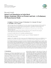 Spinal Cord Stimulation in Failed Back Surgery Syndrome: Effects on Posture and Gait—A Preliminary 3D Biomechanical Study