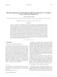 The Measurement Factors in Estimating Snowfall Derived from Snow Cover Surfaces Using Acoustic Snow Depth Sensors