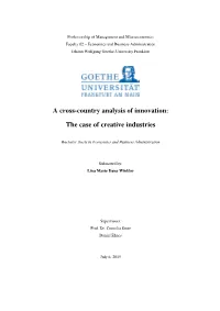A Cross-Country Analysis of Innovation: the Case of Creative Industries