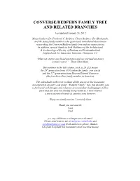Converse/Redfern Family Tree and Related Branches