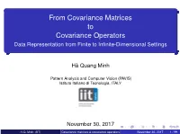 Data Representation from Finite to Infinite-Dimensional Settings