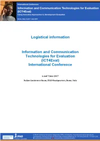 Logistical Information Information and Communication Technologies for Evaluation (Ict4eval) International Conference