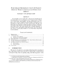 POST-GRANT REVIEWS in the U.S. PATENT SYSTEM–DESIGN CHOICES and EXPECTED IMPACT by Bronwyn H