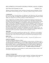 Regular Meeting of the Board of Trustees of Western Carolina University