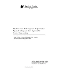 The Elephant in the Background: a Quantitative Approach to Empower Users Against Web Browser Fingerprinting