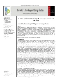 A Brief Review on Toxicity of Abrus Precatorius in Animals