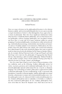 Analytic and Continental Philosophy, Science, and Global Philosophy