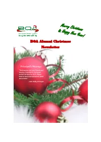 BOA Alumni Christmas Newsletter