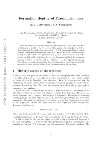 Formation Depths of Fraunhofer Lines