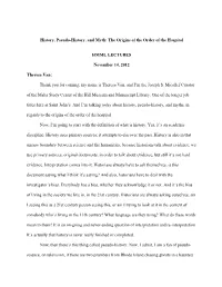 History, Pseudo-History, and Myth: the Origins of the Order of the Hospital