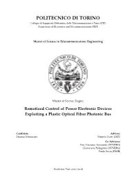 Remotized Control of Power Electronic Devices Exploiting a Plastic Optical Fiber Photonic Bus