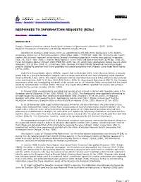 RESPONSES to INFORMATION REQUESTS (Rirs) Page 1 of 3