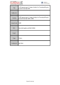 Title YITP Annual Report, Yukawa Institute for Theoretical Physics
