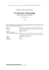 Co-Laborative Anthropology Crafting Reﬂexivities Experimentally