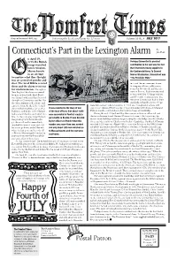 Connecticut's Part in the Lexington Alarm By