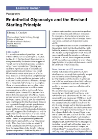 Endothelial Glycocalyx and the Revised Starling Principle