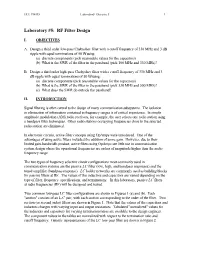 Laboratory #5: RF Filter Design