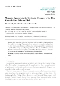 Molecular Approach to the Nyctinastic Movement of the Plant Controlled by a Biological Clock