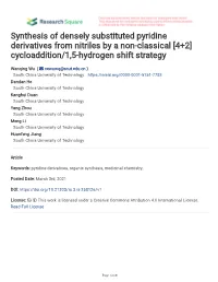Synthesis of Densely Substituted Pyridine Derivatives from Nitriles by a Non-Classical [4+2] Cycloaddition/1,5-Hydrogen Shift Strategy