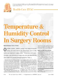 Temperature & Humidity Control in Surgery Rooms