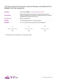 The Fama and French Three-Factor Model and Leverage: Compatibility with the Modigliani and Miller Propositions”