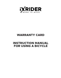 Warranty Card Instruction Manual for Using a Bicycle