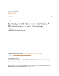 A Rhetorical Analysis of Same-Sex Marriage David Alexander Clemson University, Davebrooksalex@Yahoo.Com