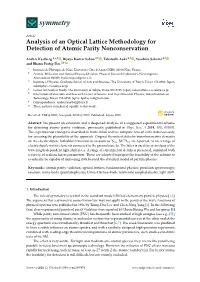 Analysis of an Optical Lattice Methodology for Detection of Atomic Parity Nonconservation