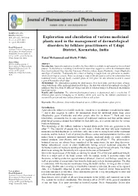 Exploration and Elucidation of Various Medicinal Plants Used in The