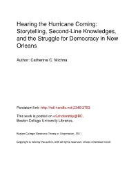 Hearing the Hurricane Coming: Storytelling, Second-Line Knowledges, and the Struggle for Democracy in New Orleans